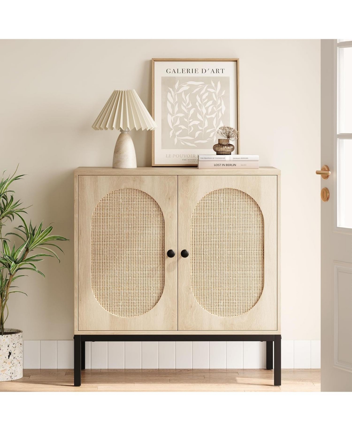 gaomon Sideboard Buffet Cabinet with Storage, Accent Rattan Doors,Adjustable Shelf & Metal Feet,Coffee Bar Liquor for Living Room