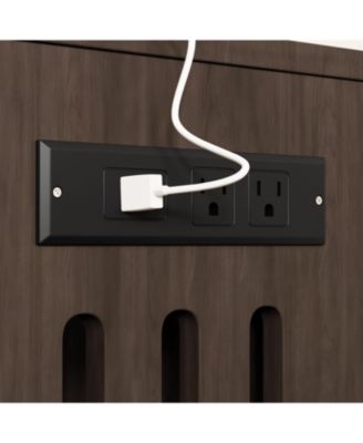 37.4" Hidden Litter Box Enclosure with Sliding Door, Drawer & Charging Station ,Brown