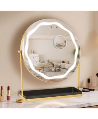 LED Vanity Mirror with Touch Control, Desktop Makeup Mirror for Bedroom or Bathroom