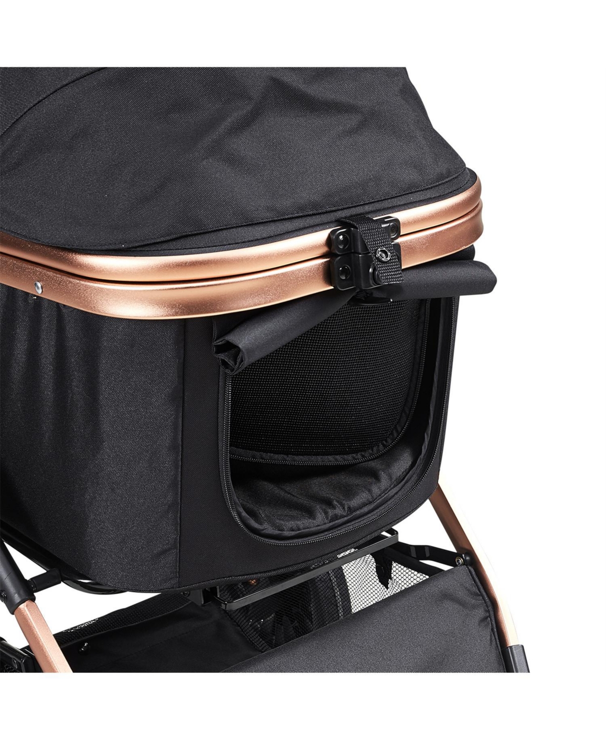 Aostirmotor 4-Wheel Dog Stroller with Brakes & Carrier, Holds 66lbs, for Small/Medium Dogs