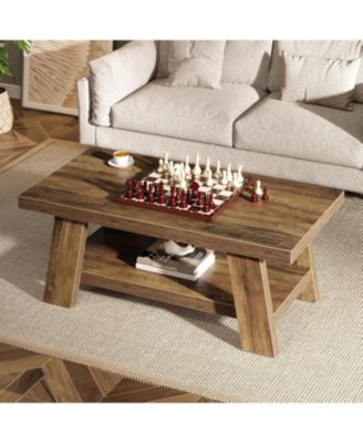 2-Tier Coffee Table with Storage Shelves, 47.24"