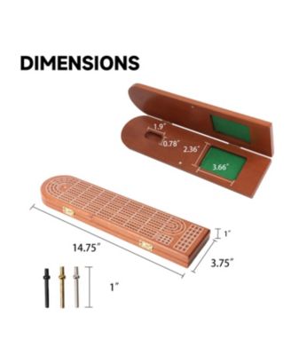 3-Track Wooden Cribbage Board Game with Playing Cards, Metal Pegs and Storage Area for Family Game
