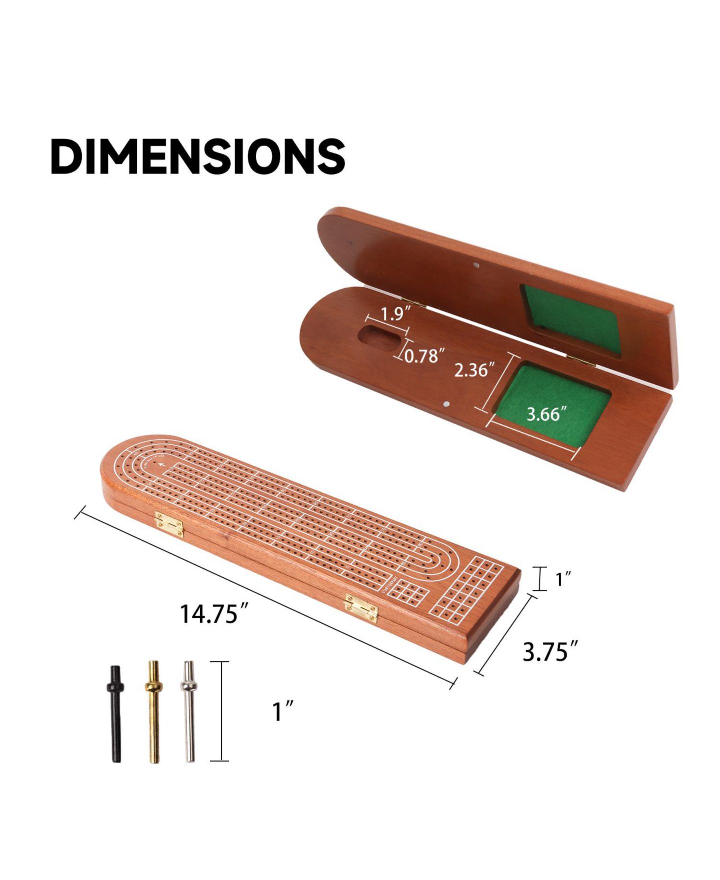 Детская настольная игра GSE Games & Sports Expert 3-Track Wooden Cribbage Board Game with Playing Cards, от 8 лет — фото 2
