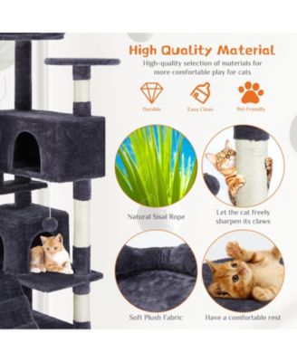 54in Dark Blue Multi-Functional Cat Tree: Climbing Frame, Lounge, Detachable Toy
