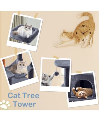 44in Cat Tree Tower: Multi-Cat Climbing, Sisal Posts, Extended Platform, Hammock
