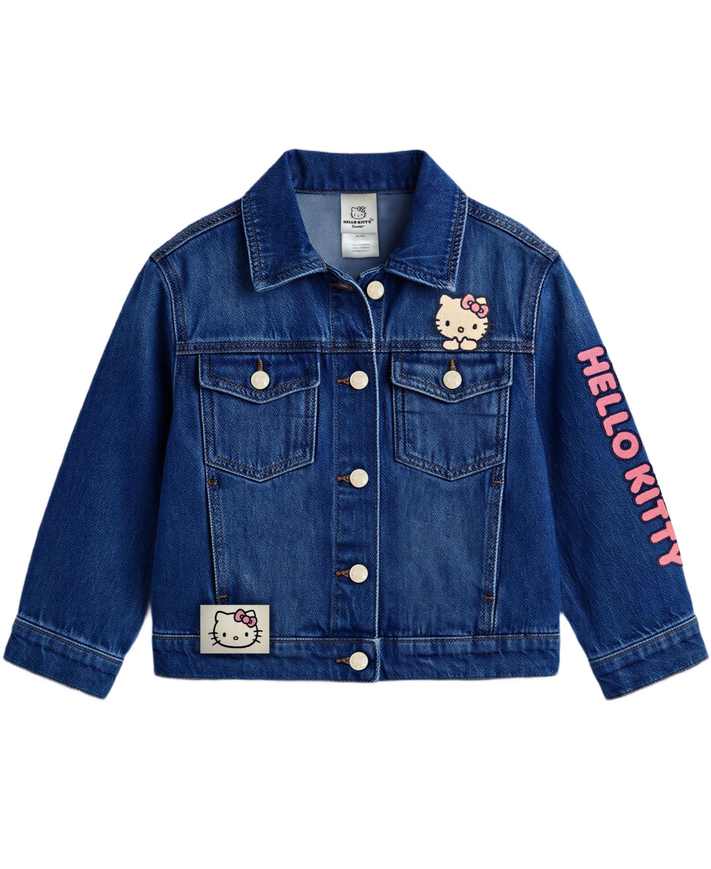 Куртка Hello Kitty Classic Front-Button Denim Jacket для девочек, цвет: Синий — фото 1