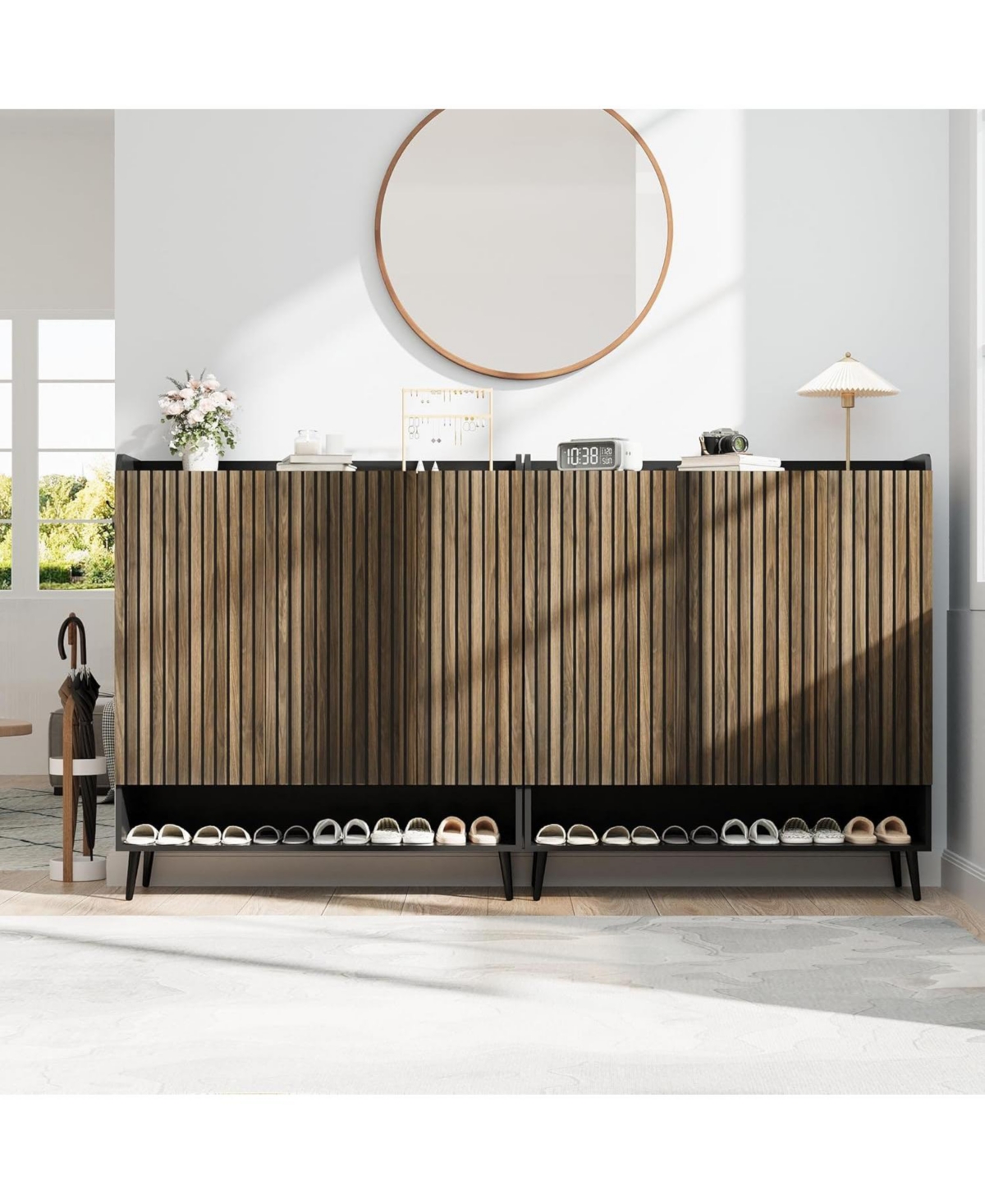 Gaomon Shoe Cabinet, Large Cabinet with 3 Doors, Adjustable Shelves, Organizer Doors for Hallway, Entryway, Living