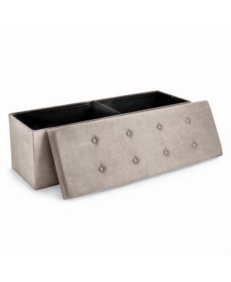 44 Inch Faux Suede Storage Bench