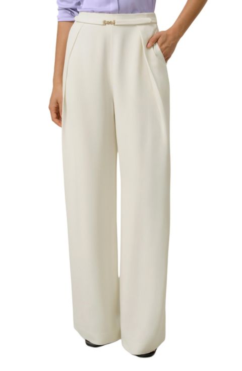 Женские брюки LILYSILK Heavy-Weight Silk Crepe Wide-Leg, цвет: Натуральный белый