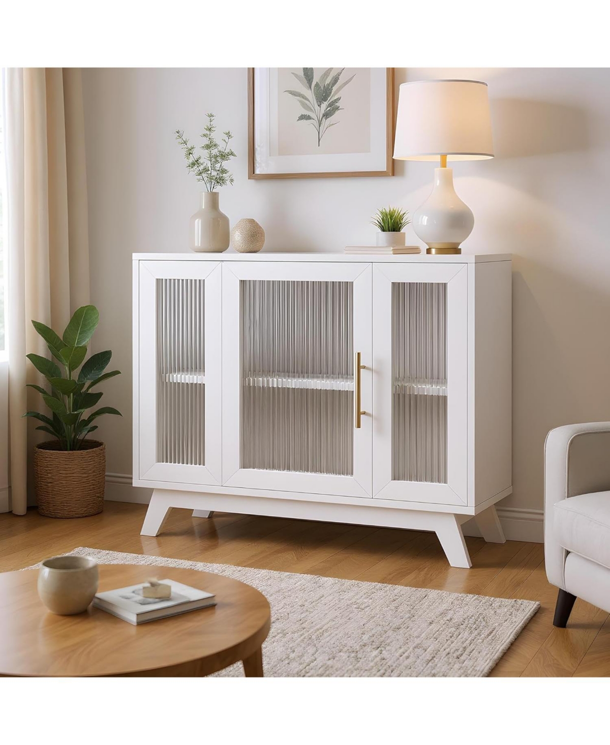 gaomon 36" Sideboard Buffet Cabinet with storage, farmhouse style, glass doors and adjustable shelves for dining room or living