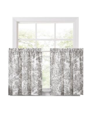 Victoria Park Toile Room Darkening Window Rod Pocket Pair Set With 2 Tiers - 2-Piece