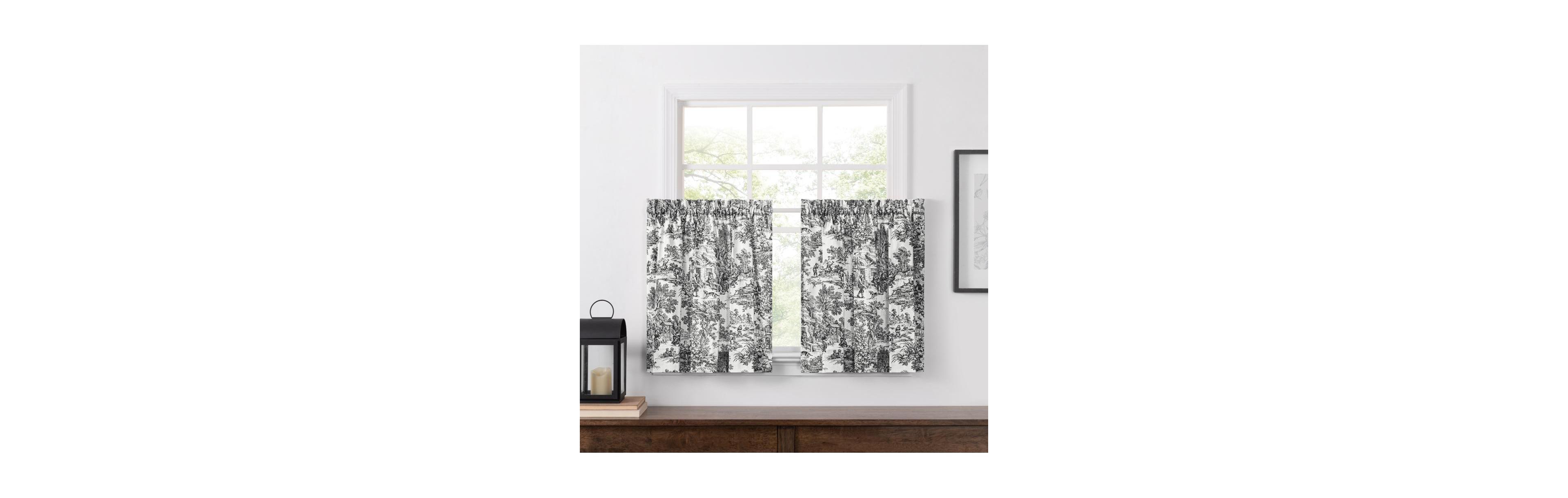 Ellis Curtain Victoria Park Toile Room Darkening Window Rod Pocket Pair Set With 2 Tiers