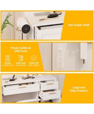 Vanity Desk  Mirror and Lights for Bedrooms, Apartments, Easy to Assemble