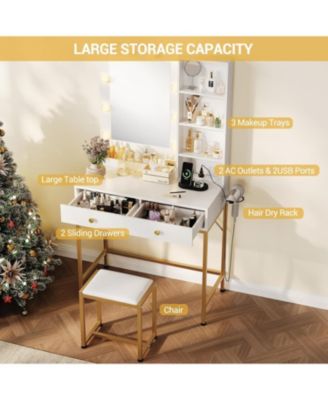 Vanity Desk Mirror and Lights - Makeup Vanity Table for Bedrooms, Apartments, Easy to Assemble