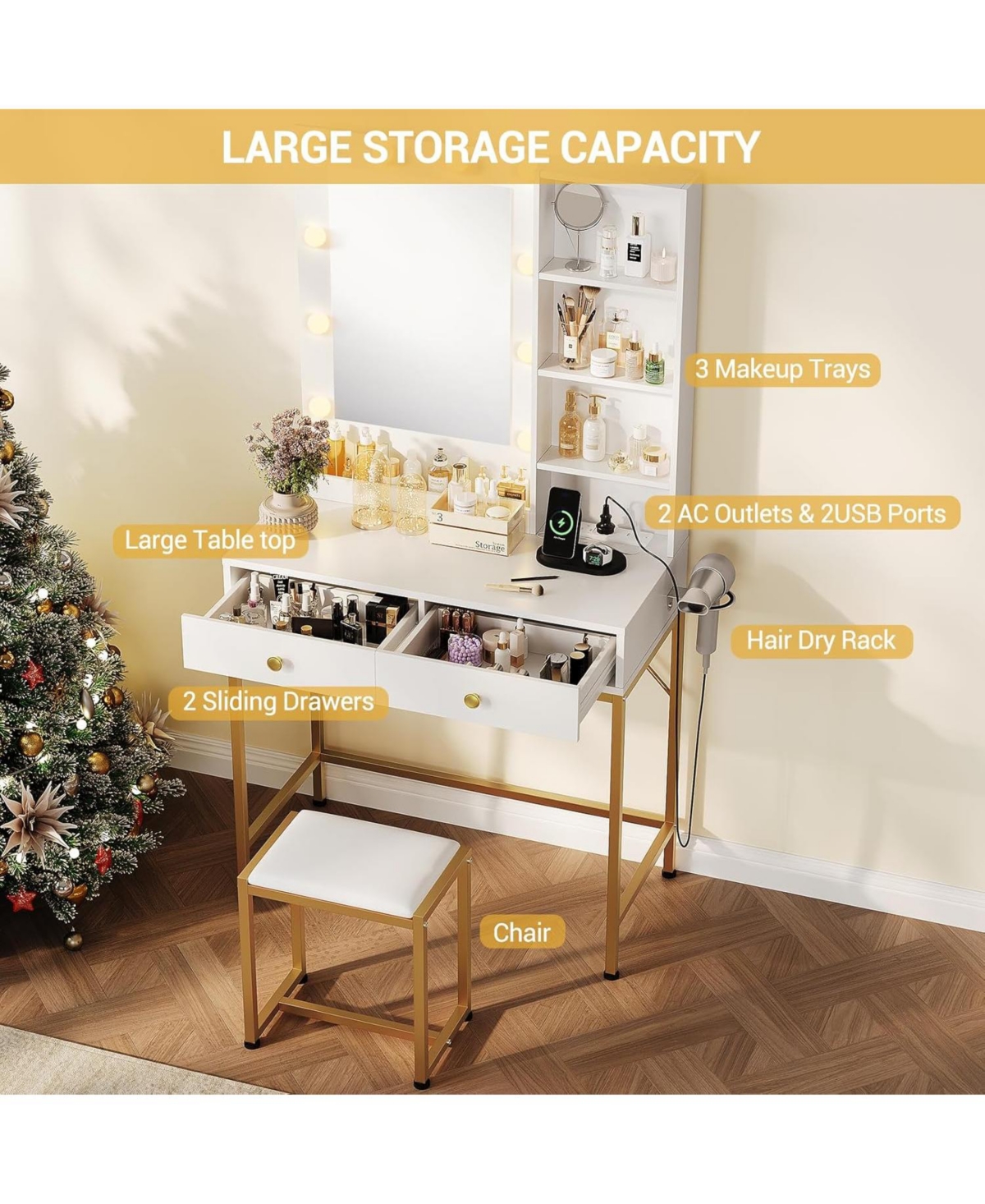 Gaomon Vanity Desk Mirror and Lights