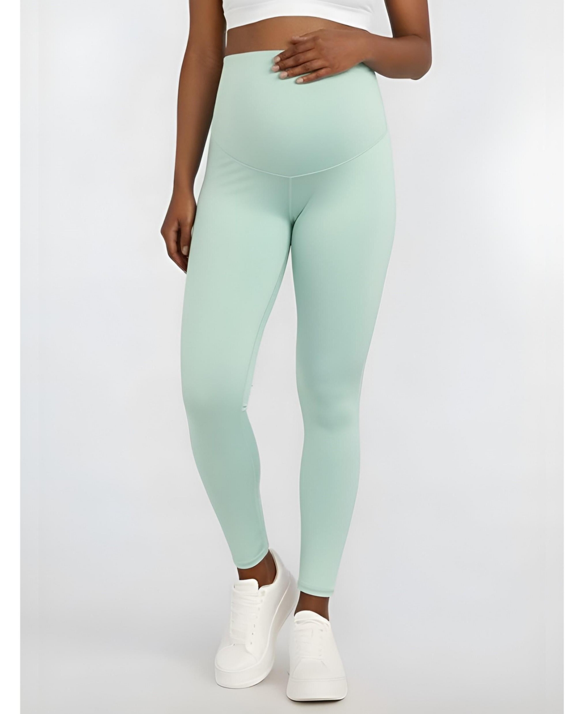 Motherhood Maternity Women's Active Over the Belly Maternity Leggings - Whispering blue
