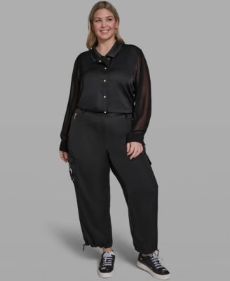 KARL LAGERFELD PARIS Plus Size Bungee Cargo Pants