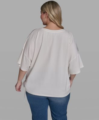 Plus Size Choupette & Karl Printed Boat Neck Top