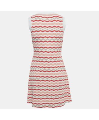 Women's Pink Zig-Zag Knit Sleeveless Mini Dress