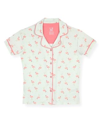 Girls' 7-16 Flamingo Print Top, Short Pants & Scrunchie, 3-Piece Set