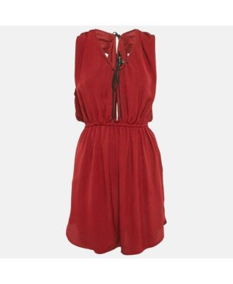 Women's Maroon Crepe Plucking Neck Dress