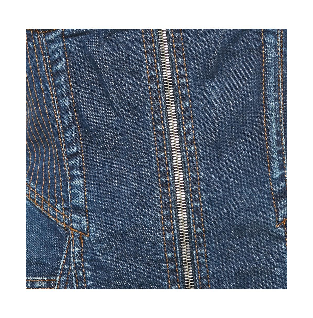 Pre-Owned Roberto Cavalli Women's Blue Denim Embellished Bustier Mini Dress