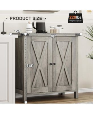 Small Storage Cabinet 2 Piece, Farmhouse Sideboard Buffet Cabinet with 2 Doors and Adjustable Shelves, Entryway Console Cabinets