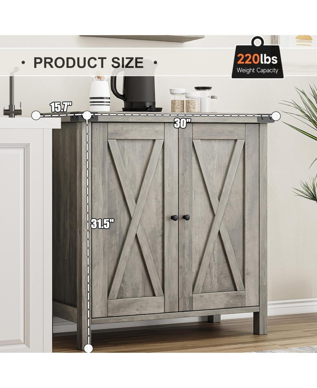 gaomon Small Storage Cabinet 2 Piece, Farmhouse Sideboard Buffet with Doors and Adjustable Shelves, Entryway Console Cabinets