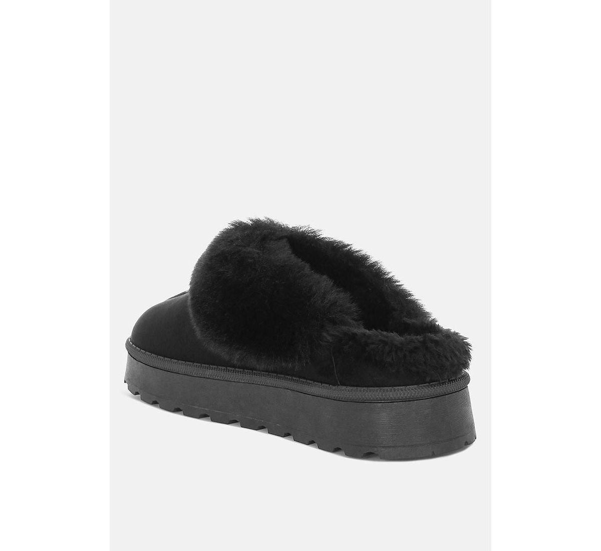 London Rag Women's Portho Faux Fur Slip Flat