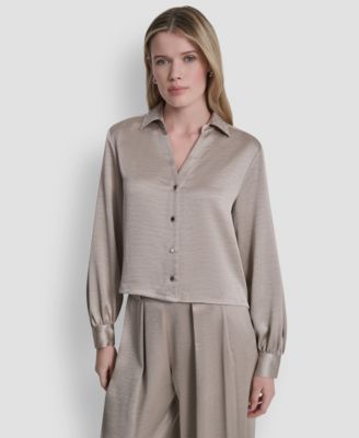 Women's Studded Collar V-Neck Shirt