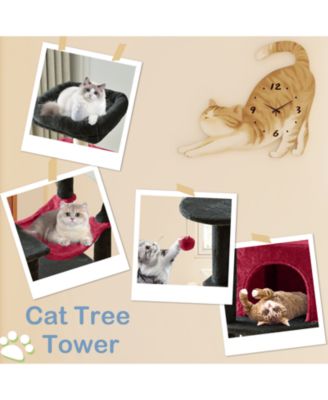 44in Cat Tree Tower: Multi-Cat Climbing, Sisal Posts, Extended Platform, Hammock