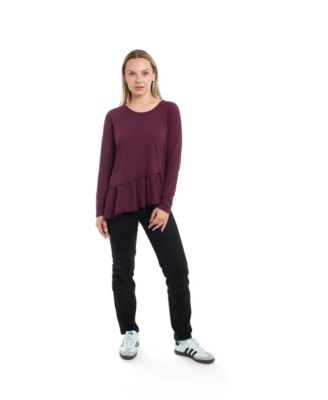 Women's Raglan Long Sleeve Asymmetric Peplum