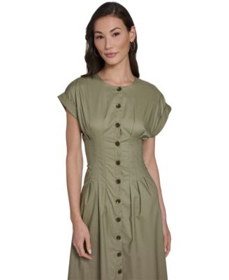 Women's Button-Down A-Line Midi Dress