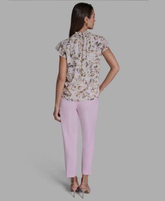 Women's Ruffle-Sleeve Mock Neck Blouse