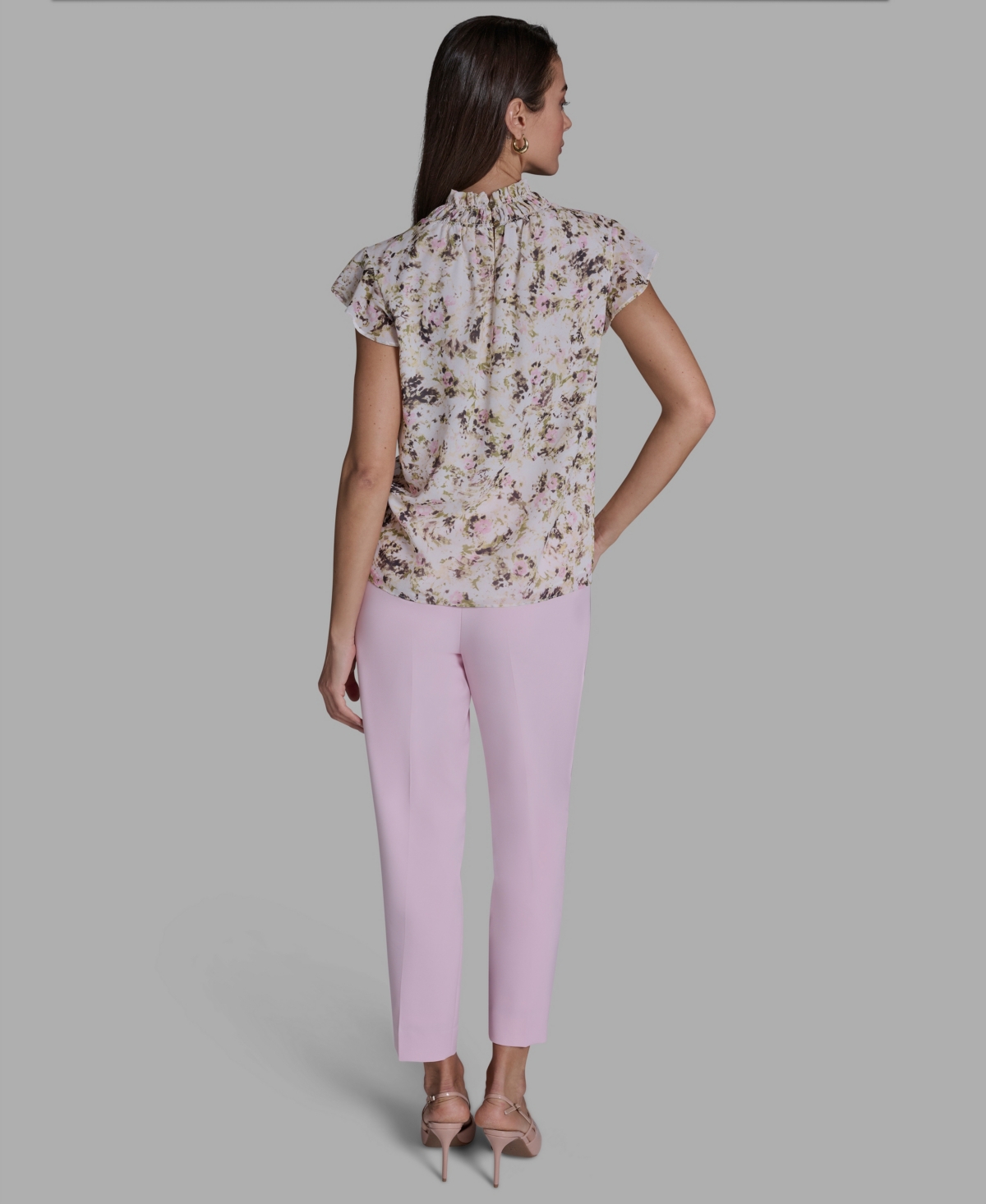 Bcbg Women's Ruffle-Sleeve Mock Neck Blouse