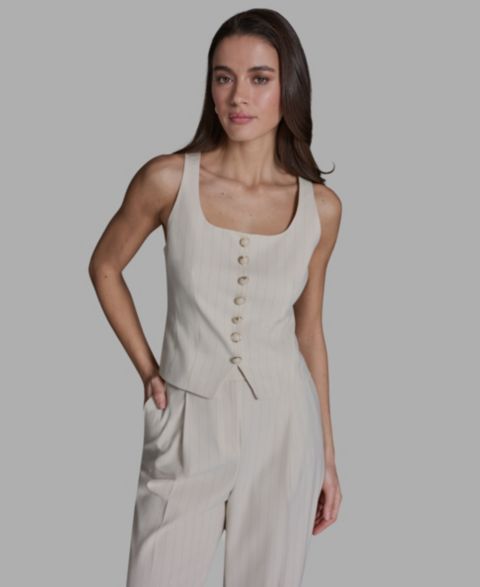 Женские жилеты BCBG Women's Pinstripe Button-Front Vest