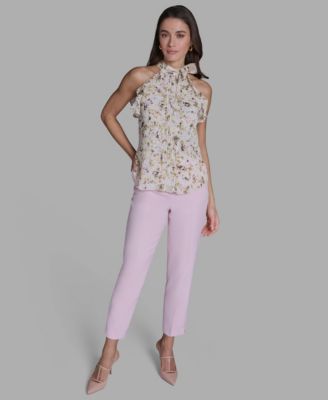 Women's Printed Tie-Neck Halter Blouse