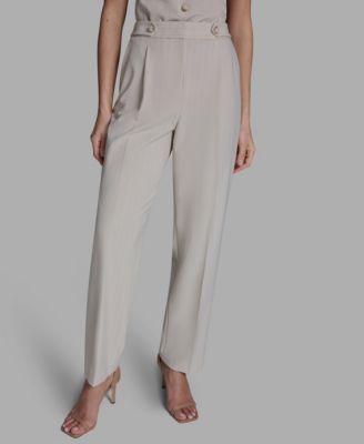 Women's Pinstripe Pleated Mid Rise Pants