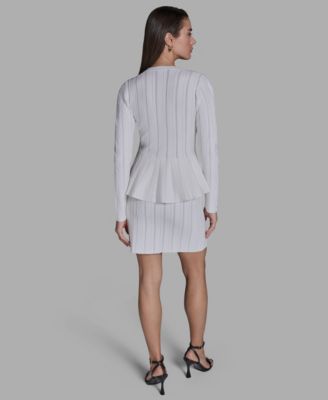 Women's Long-Sleeve Button-Front Peplum Top