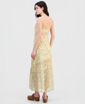 Juniors' Floral Mesh Lace-Inset Dress