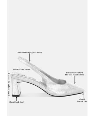 Women's AMBERIN Crinkled Metallic Slingback Heels