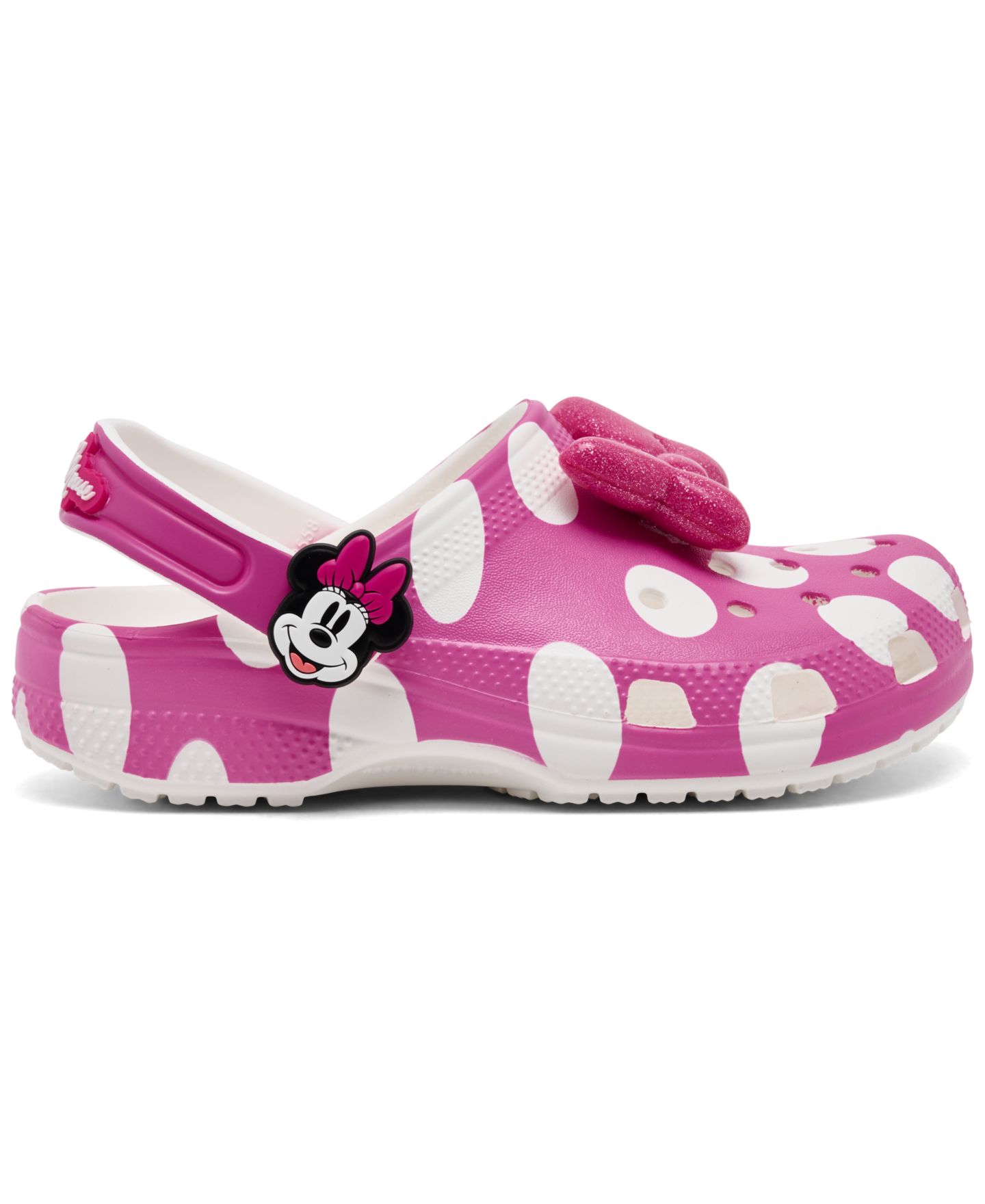 Сабо Crocs x Disney Minnie Mouse Classic Clogs from Finish Line для девочек, цвет: Розовый / Белый — фото 2