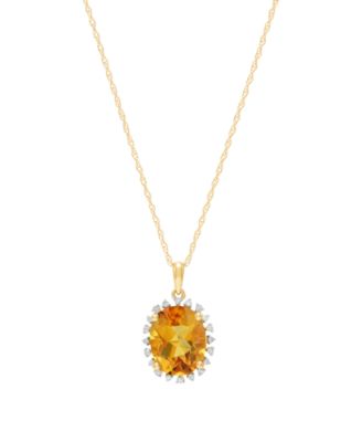 Citrine (2-1/5 ct. t.w.) & Diamond Accent Pendant Necklace in 10k Yellow Gold (Also Available in Multi-Stones)