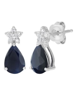 Sapphire (1-3/4 ct. t.w.) & Diamond (1/10 ct. t.w.) Drop Earrings in 10k Yellow Gold (Also Available in Emerald, Ruby)