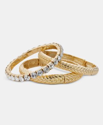 3-Pc. Set Crystal & Textured Stretch Bracelets