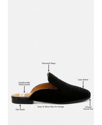 Womens Ouzini Velvet Textured Slip On Mules