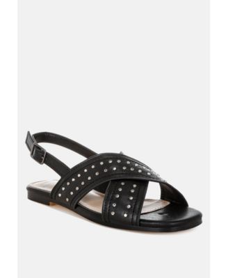 Womens Calluna Stud Embellished Buckled Flats