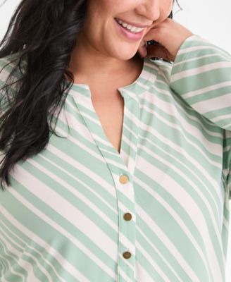 Plus Size Split-Neck Top