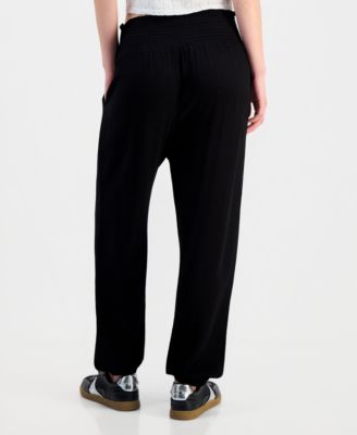 Juniors' Smocked Jogger Pants