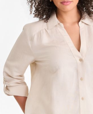 Plus Size Linen-Blend Tunic